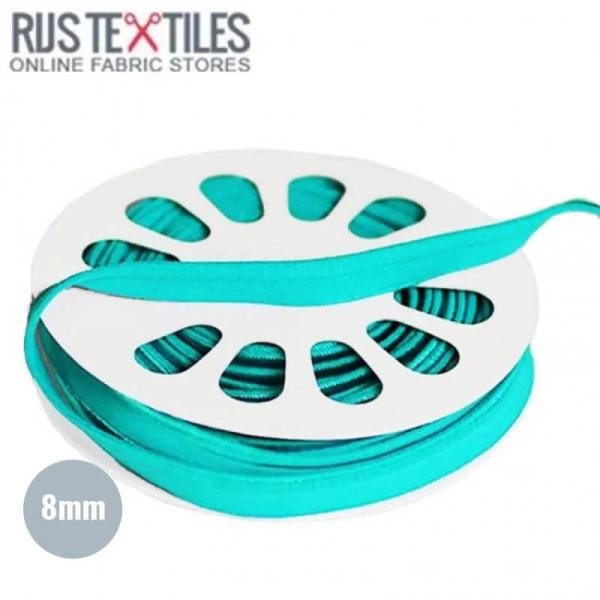 elastisches Glanz-Paspelband Breite 8 mm Türkis